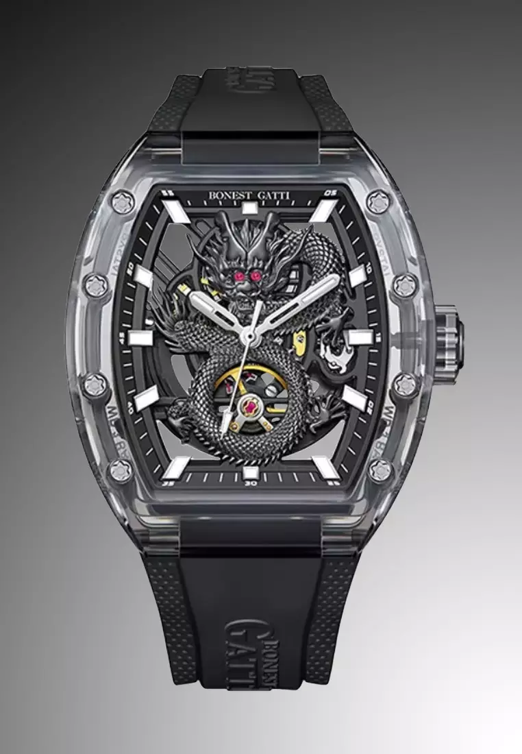 BONEST GATTI™ Automatic Unisex K9 Crystal Watch, Rubber Strap
