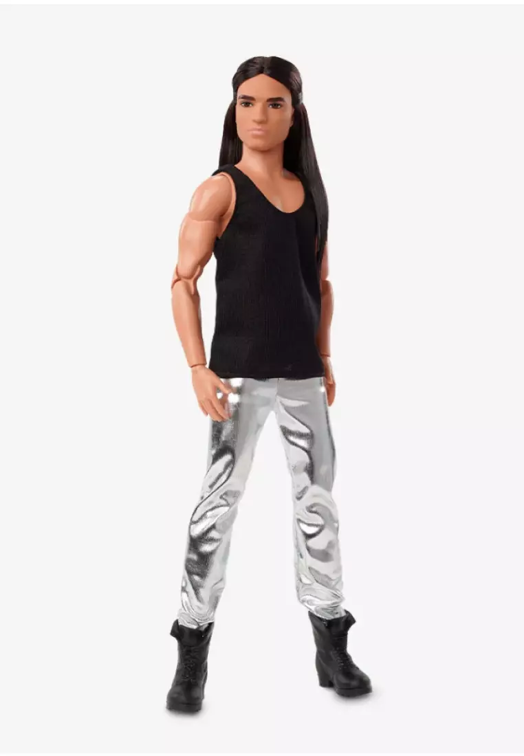 Barbie Looks Ken Doll with Black Hair Dressed in Purple Mesh Top and Pink  Trousers, Posable Made to Move Body, 6 years and older