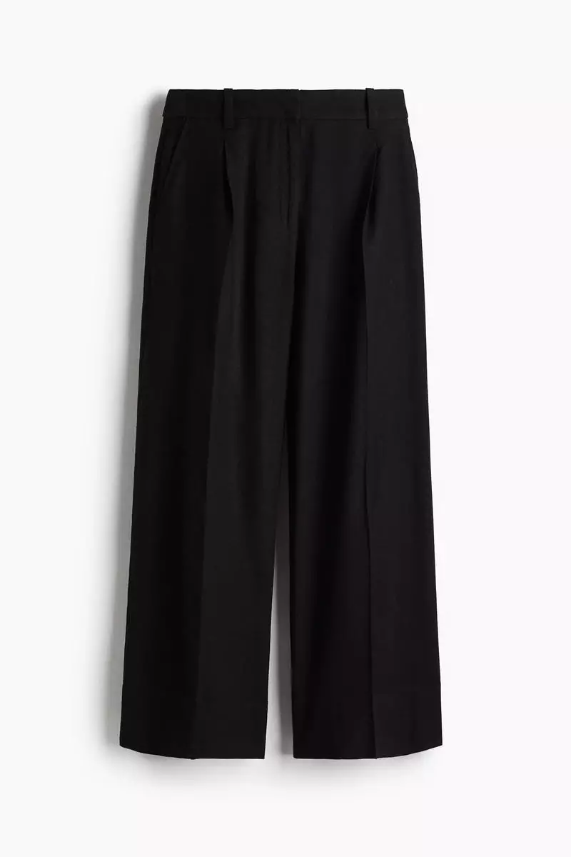 Wide linen-blend trousers