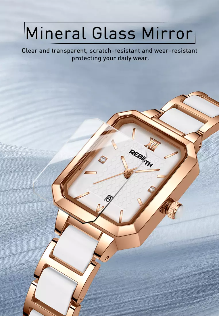 Jam Tangan Wanita Anti Air Original Tali Stainless Steel Berlian Anggun Jam Tangan Cewek rosewhite-B