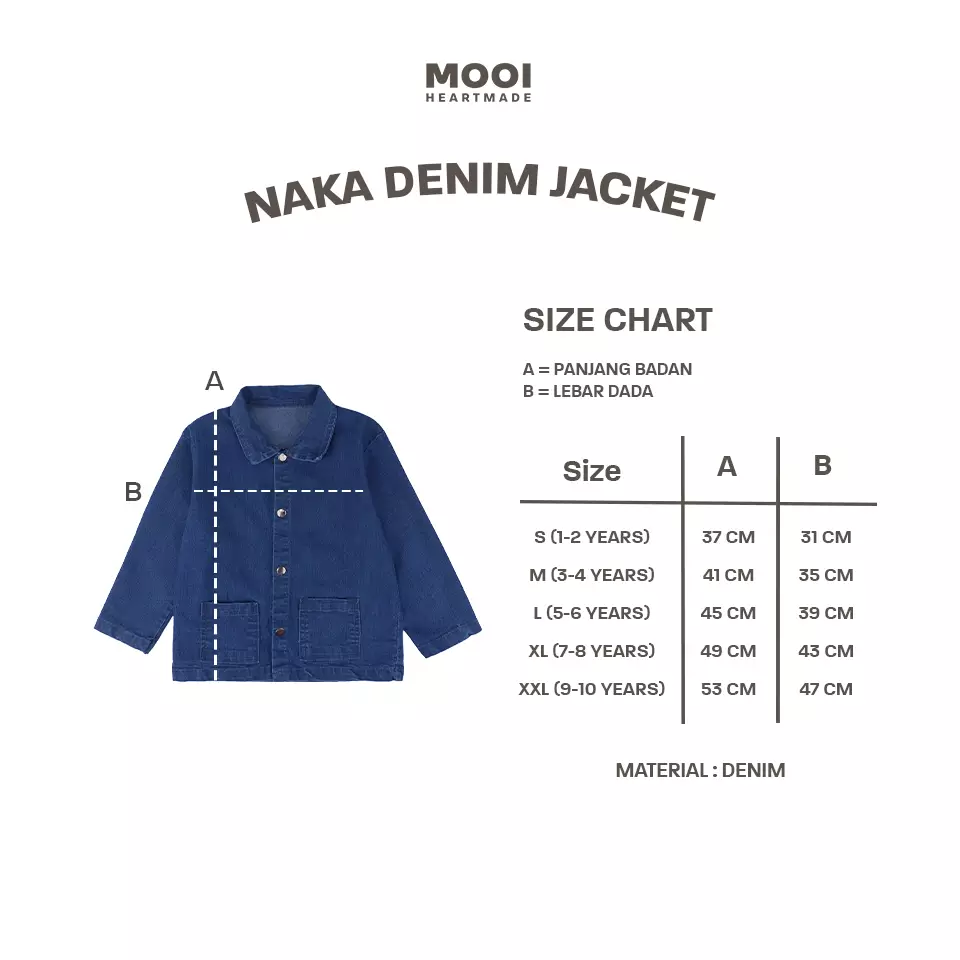 Mooi Jaket Jeans Anak Naka Denim Jacket - Dark Blue