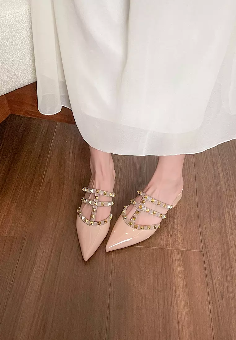 4CM Rivet Strap Mid Heel Shoes WW6163-3