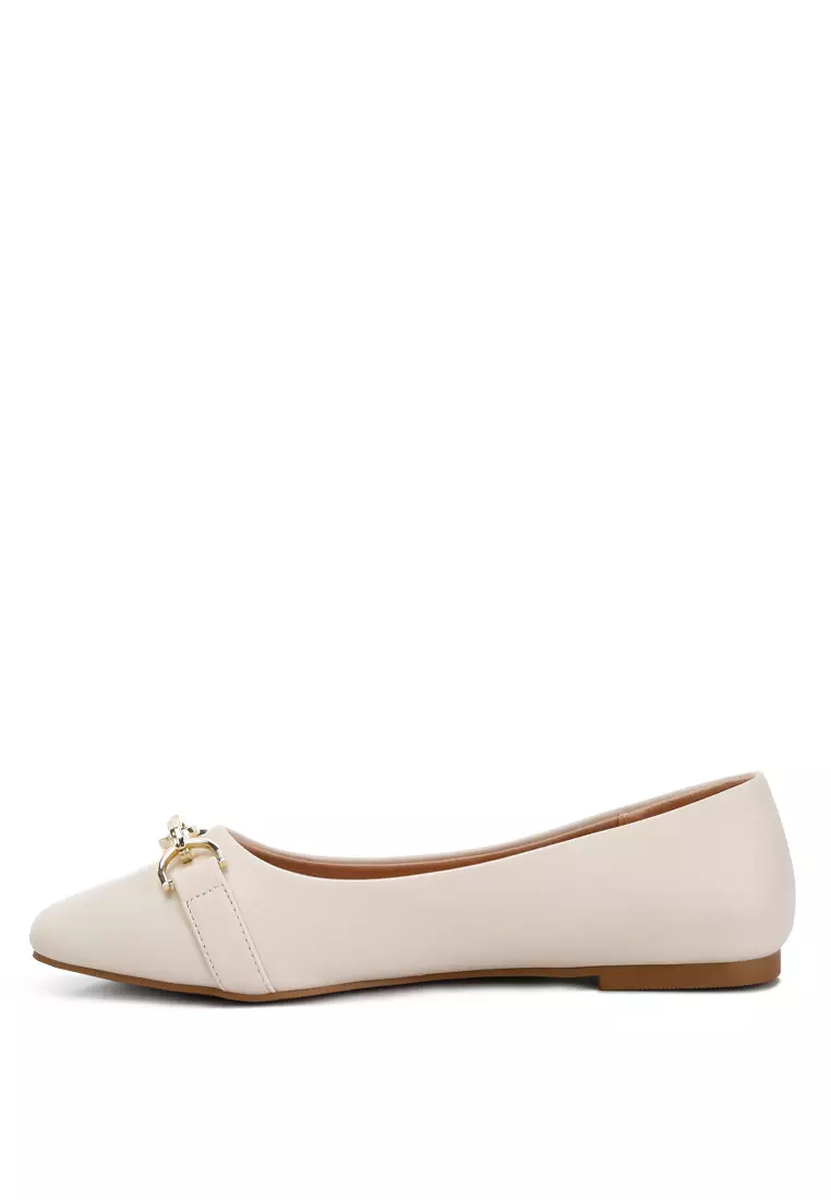 Ecru Embellished Flat Ballets