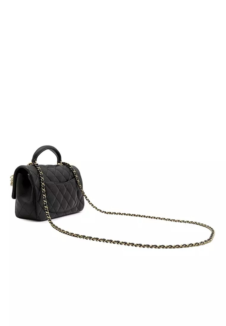 Pre-Loved Chanel Mini Rectangular Classic Lambskin Lion Charm Top Handle Flap