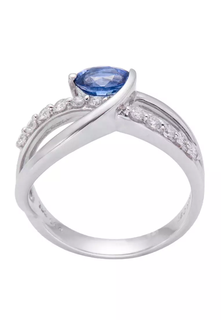 White gold discount blue diamond ring