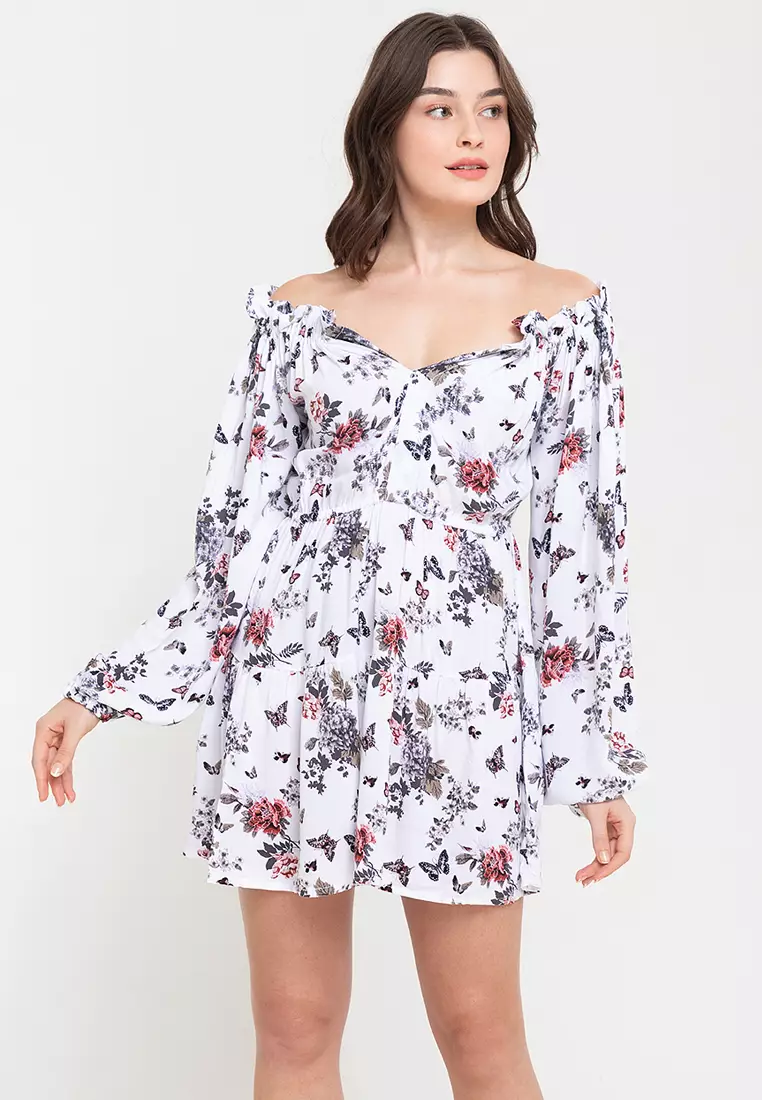 Flowy mini shop dresses with sleeves