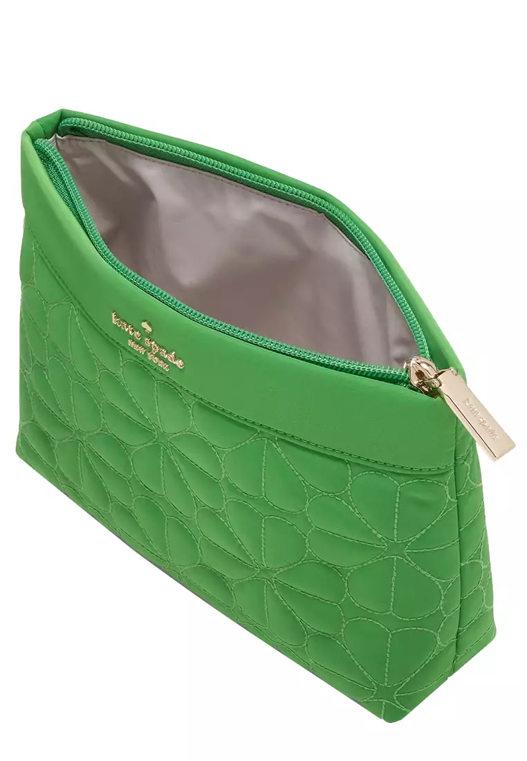 Spade Flower Quilted Cosmetic Pouch in KS Green KK254