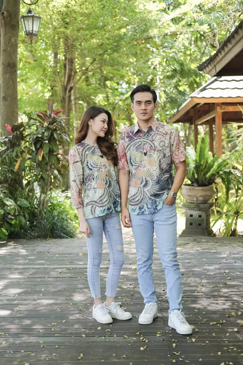 Naraya Orange Kemeja Pria  Pendek Slim Fit Digital Print