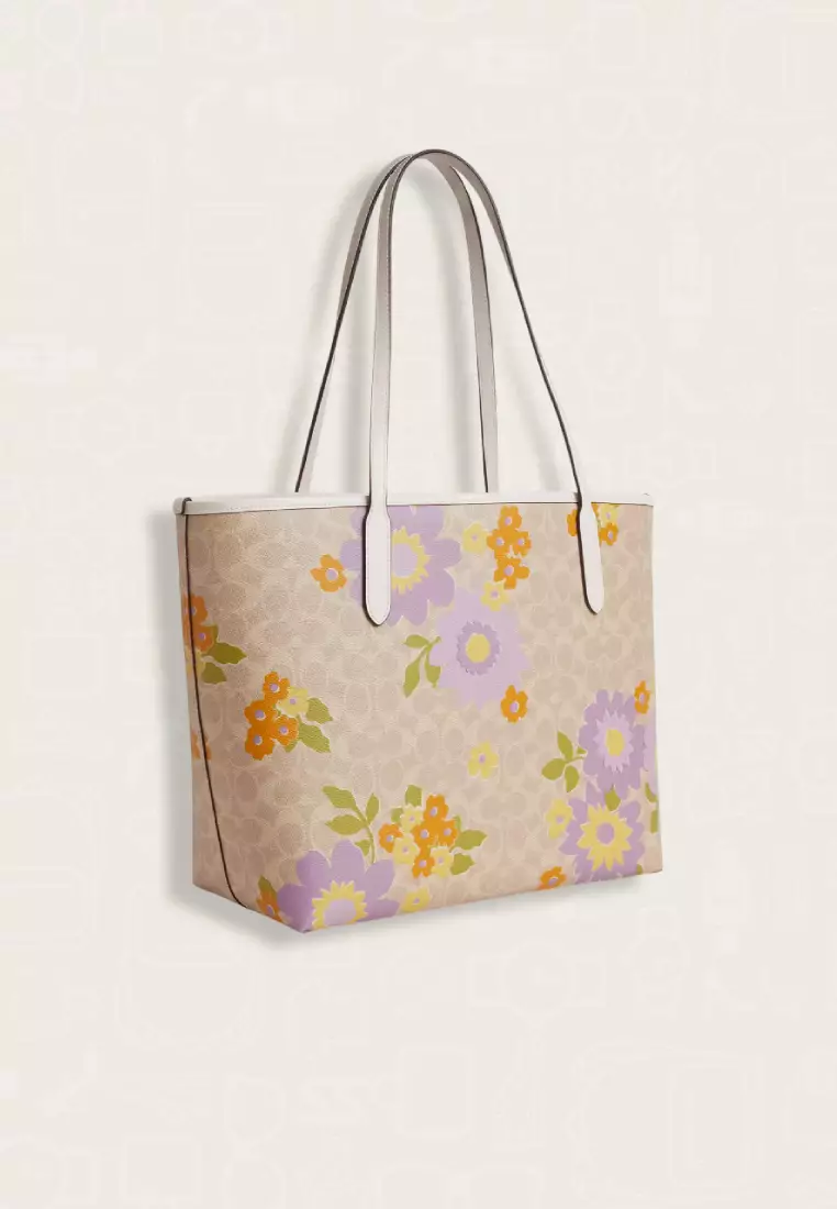 Jual Coach Coach City Tote Bag In Signature Canvas With Floral
