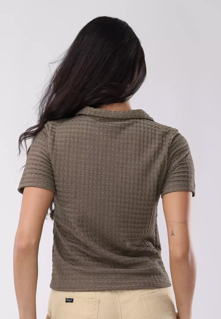 Textured Knits Short Sleeve Blouse