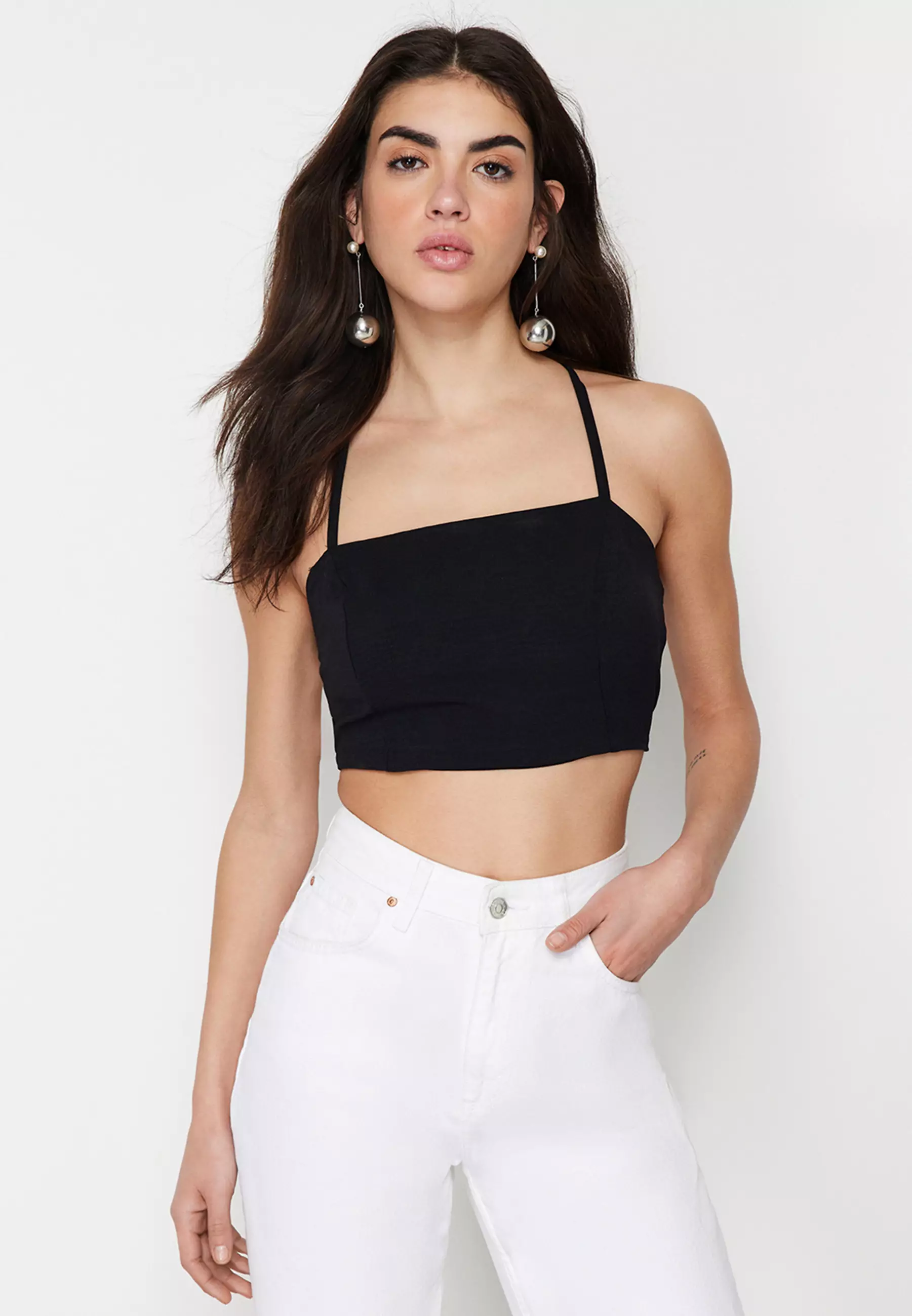 HOT Sleeveless Crop Top Cross Back Sleeveless Crop Top