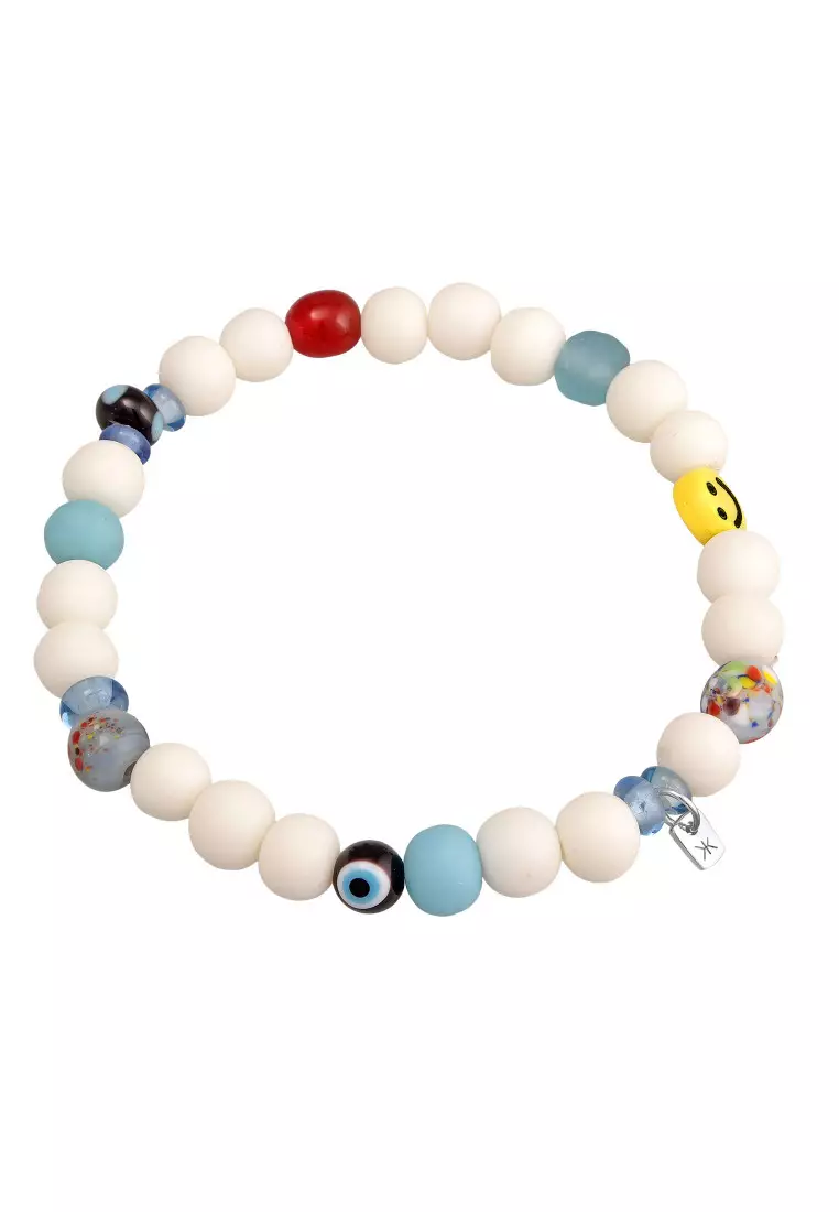 EXCLUSIVE Gelang Perhiasan Perak 925 Pria Smile Beads Resin Beads