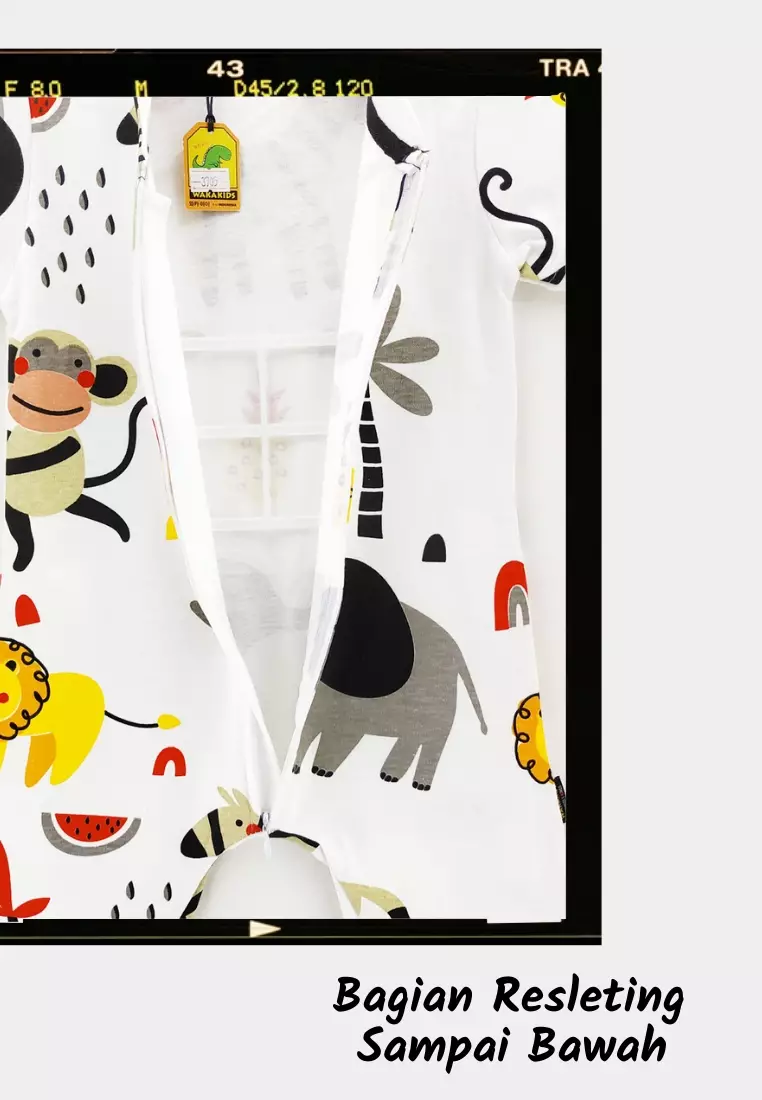 Wakakids Jumpsuit Bayi Anak Laki Laki Usia 1 Tahun Hingga 2 Tahun Jumper Baby Romper Motif Animals 3705