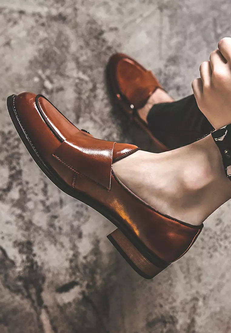 Double Buckle Synthetic Leather Loafers MC22023