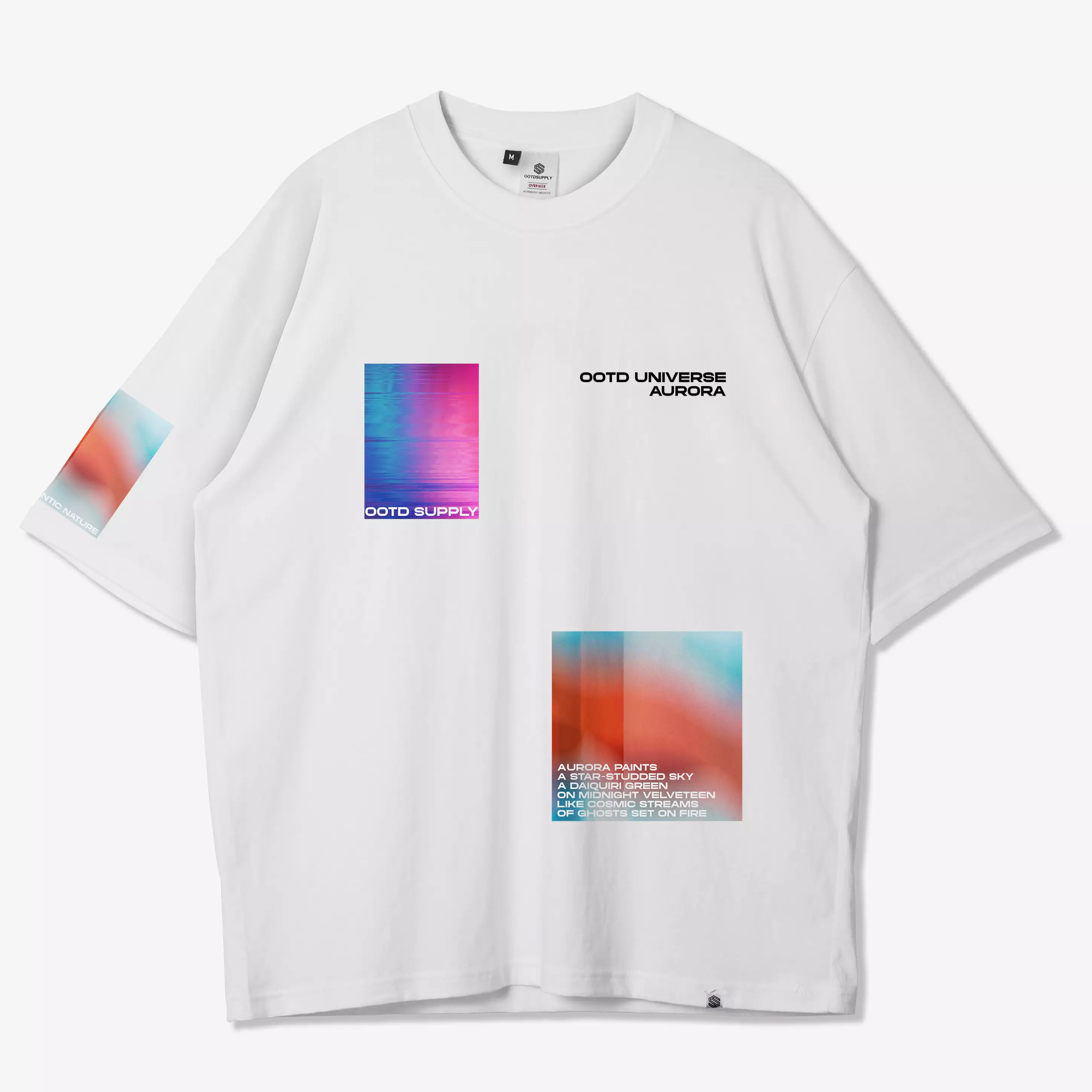 OOTDSUPPLY Oversized Tshirt Aurora White & Black l Kaos Oversize Pria dan Wanita OVZ141
