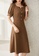 OUNIXUE brown French Square Neck Waist Dress EF4E2AA052372EGS_5