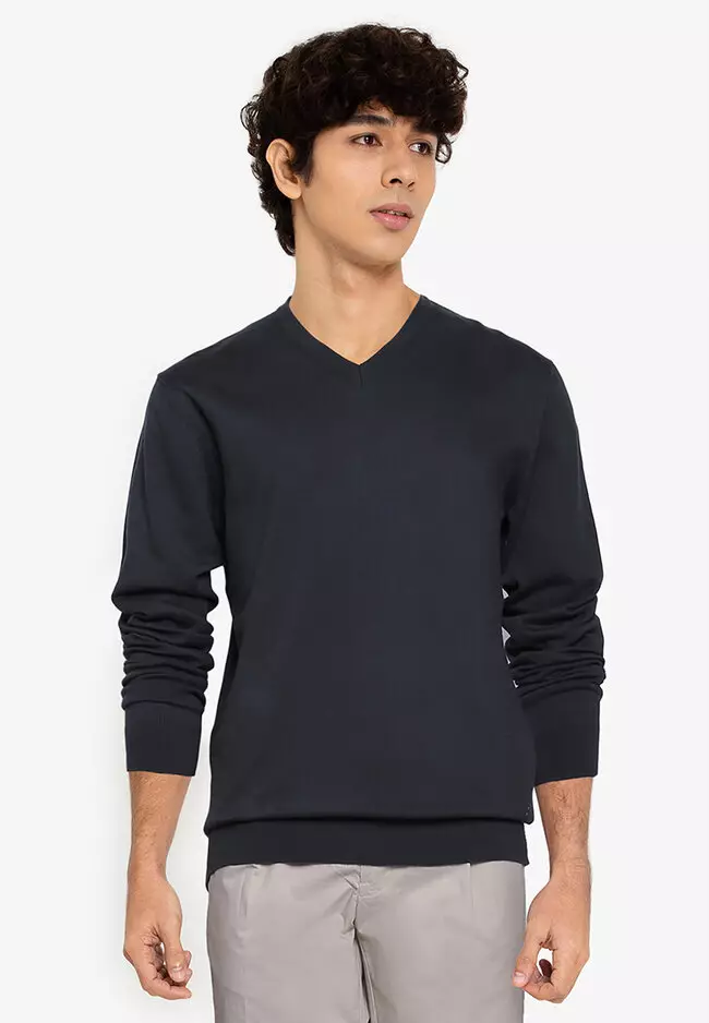 Mens cotton v neck sweaters outlet