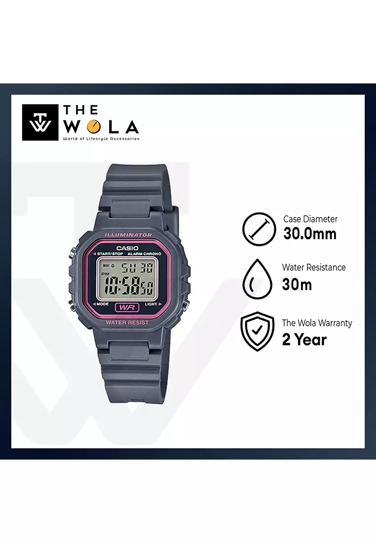 Kid's Digital Watch LA-20WH-8A Grey Resin Band Watch for Kids
