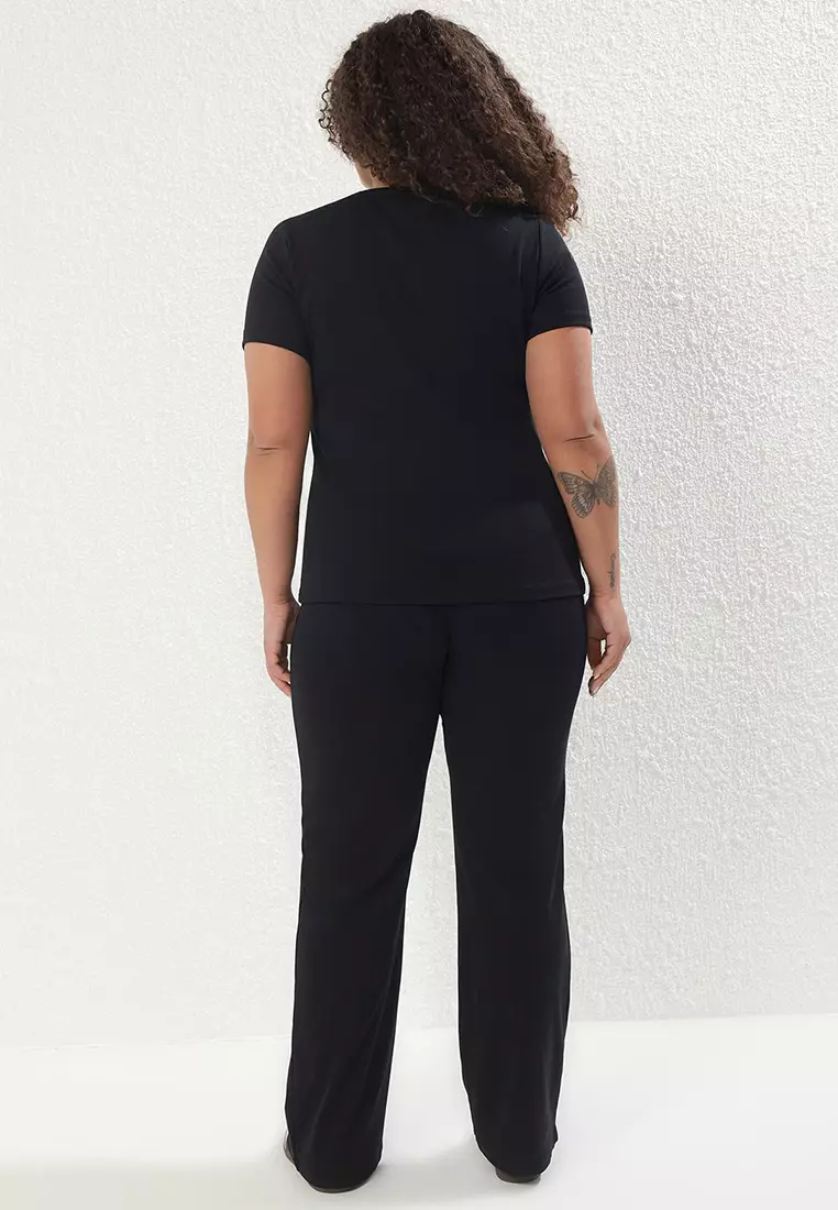 Black Knitted Plus Size Bottom-Top Set