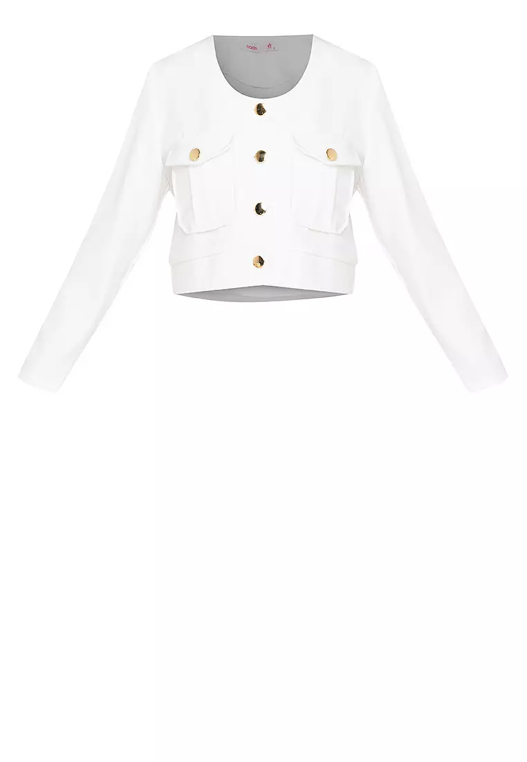 Layken Collarless Button Down Jacket