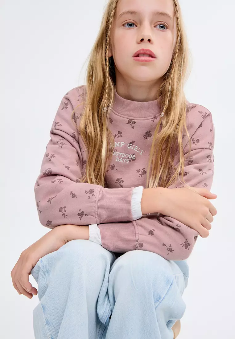 Embroidered Sweatshirt With Floral Pattern