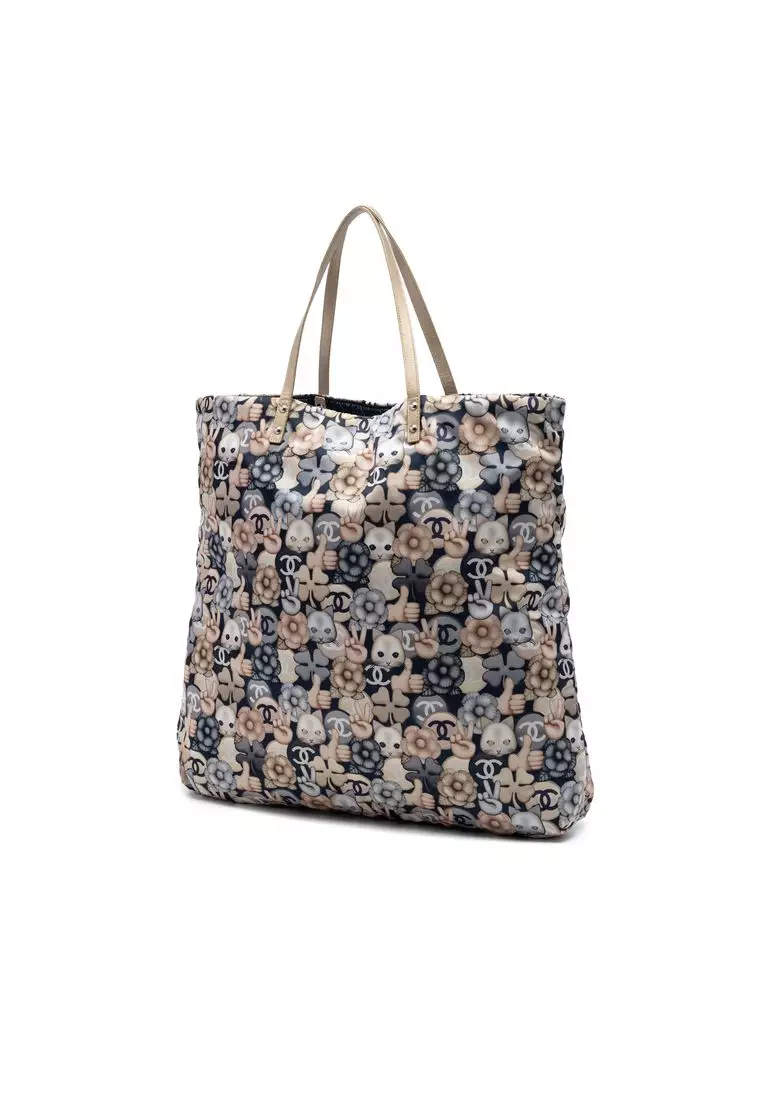 Pre-Loved Chanel Large Nylon Cat Emoticon Shopping Tote