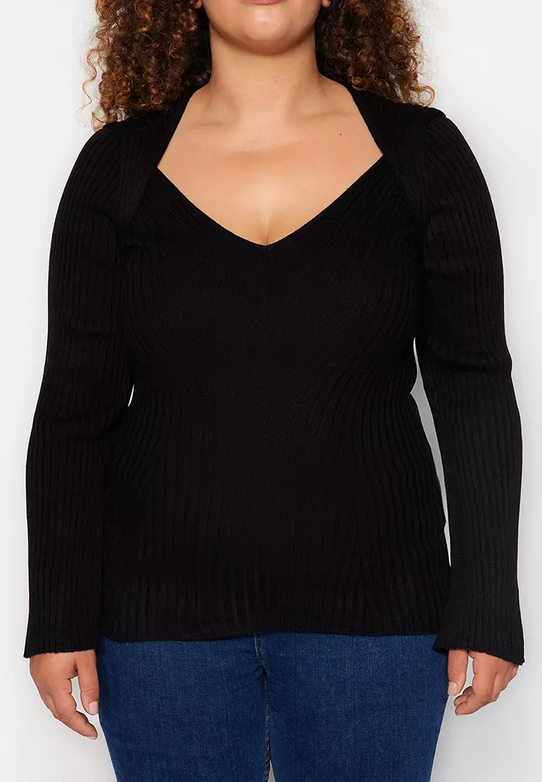 Plus Size Wide Collar Sweater