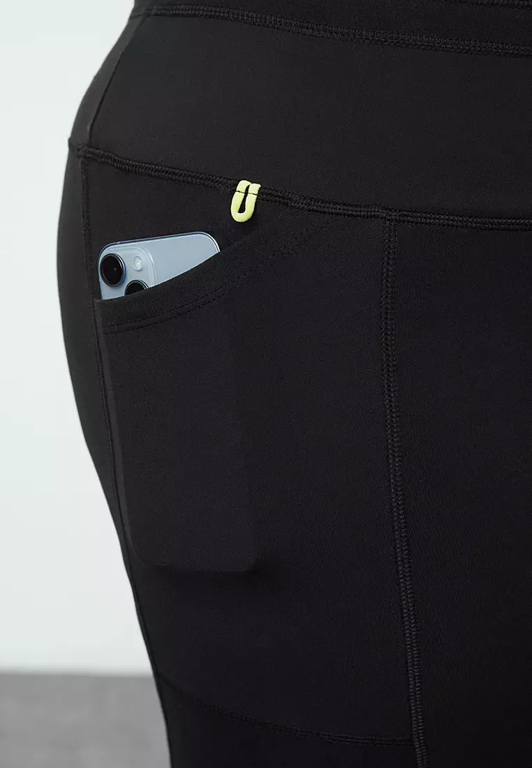 Black Brushed Scuba Full Length Sports Leggings TBBAW25BV00000