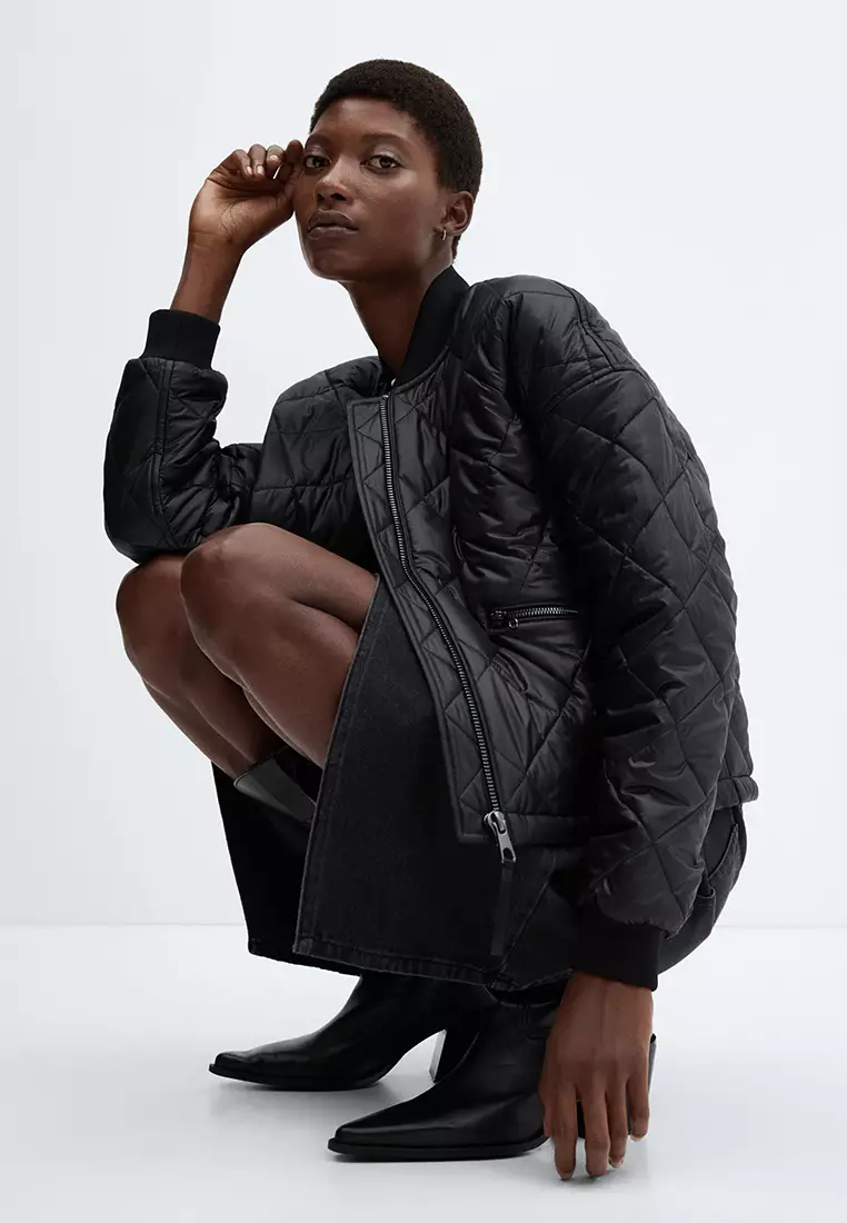Buy Mango Quilted Waterproof Bomber Jacket 2024 Online ZALORA