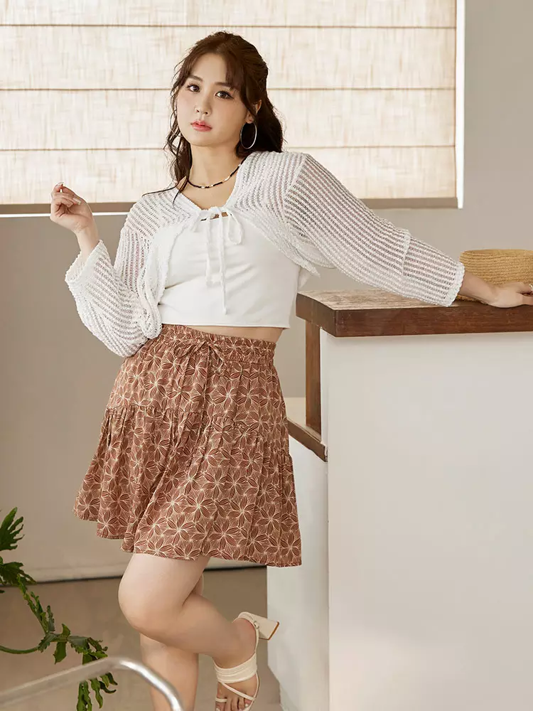 Printed tiered A-line mini skirt [CA2965]