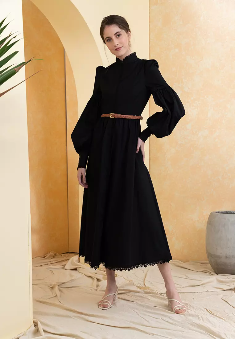 Dobby Sleeve Midi Dress