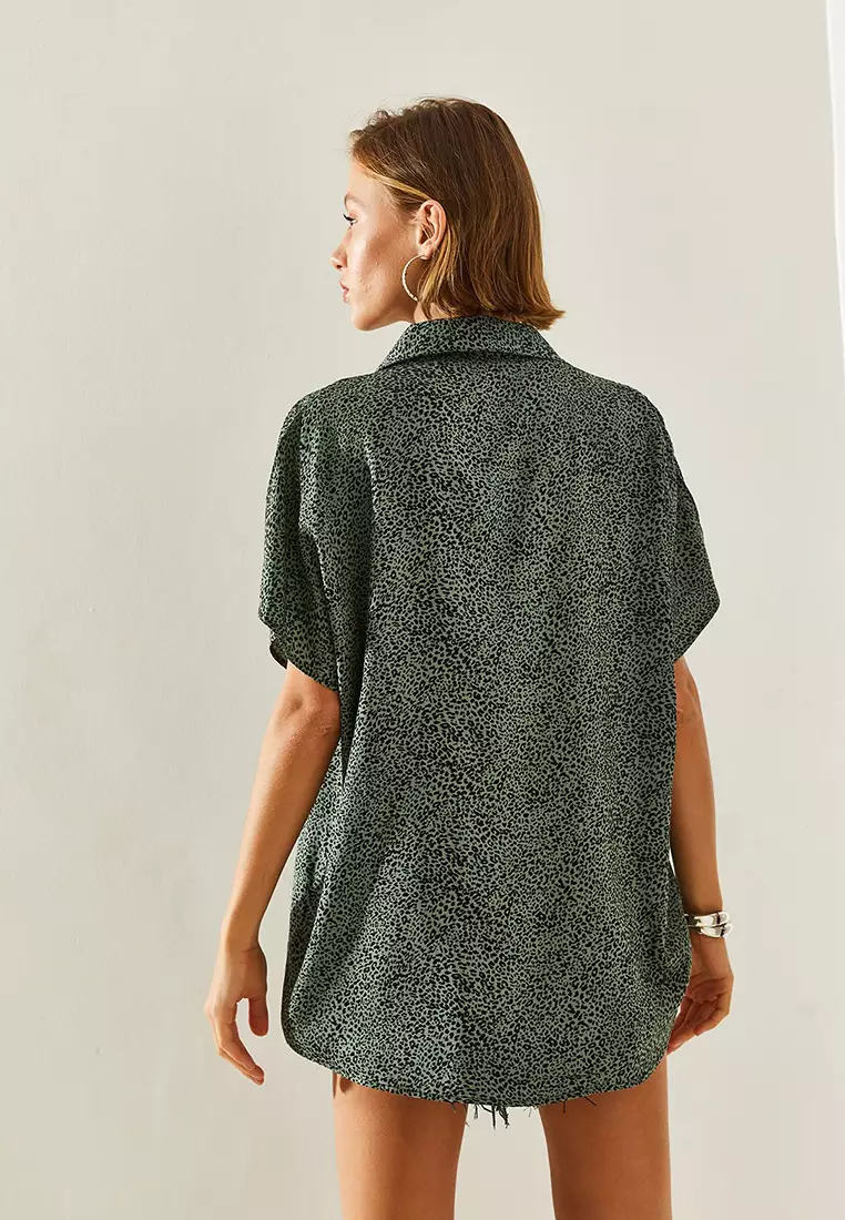 Women's Short Sleeve Patterned Viscose Shirt 40831005