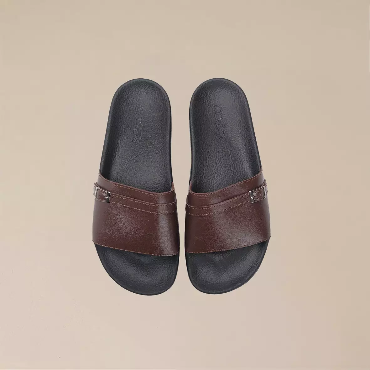 Cogen Sandal Slide Wanita Sendal Slop Rubbet Bym Series - Brown