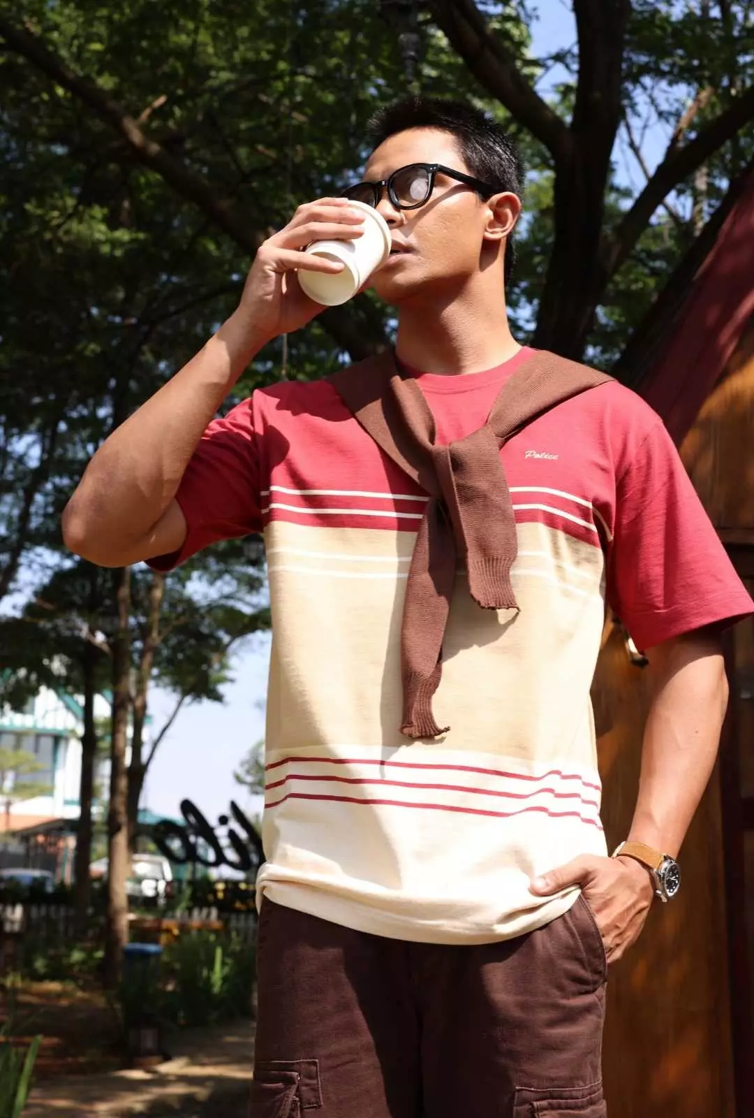 POLICE T-Shirt Salur Bordir Cotton Premium Tebal Pria 53006