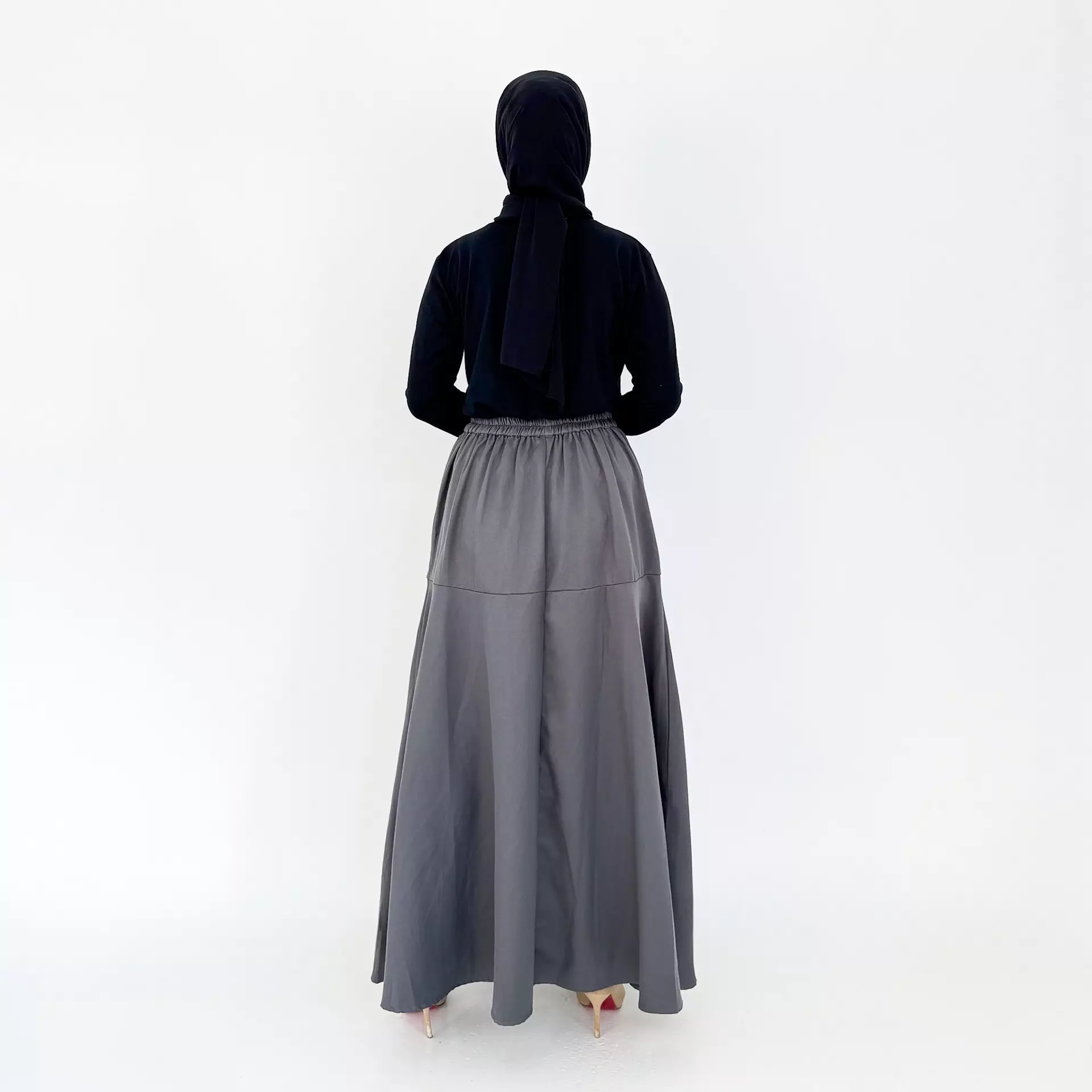 Flare Skirt Agatha (Rok Panjang Katun Wanita) Abu Tua
