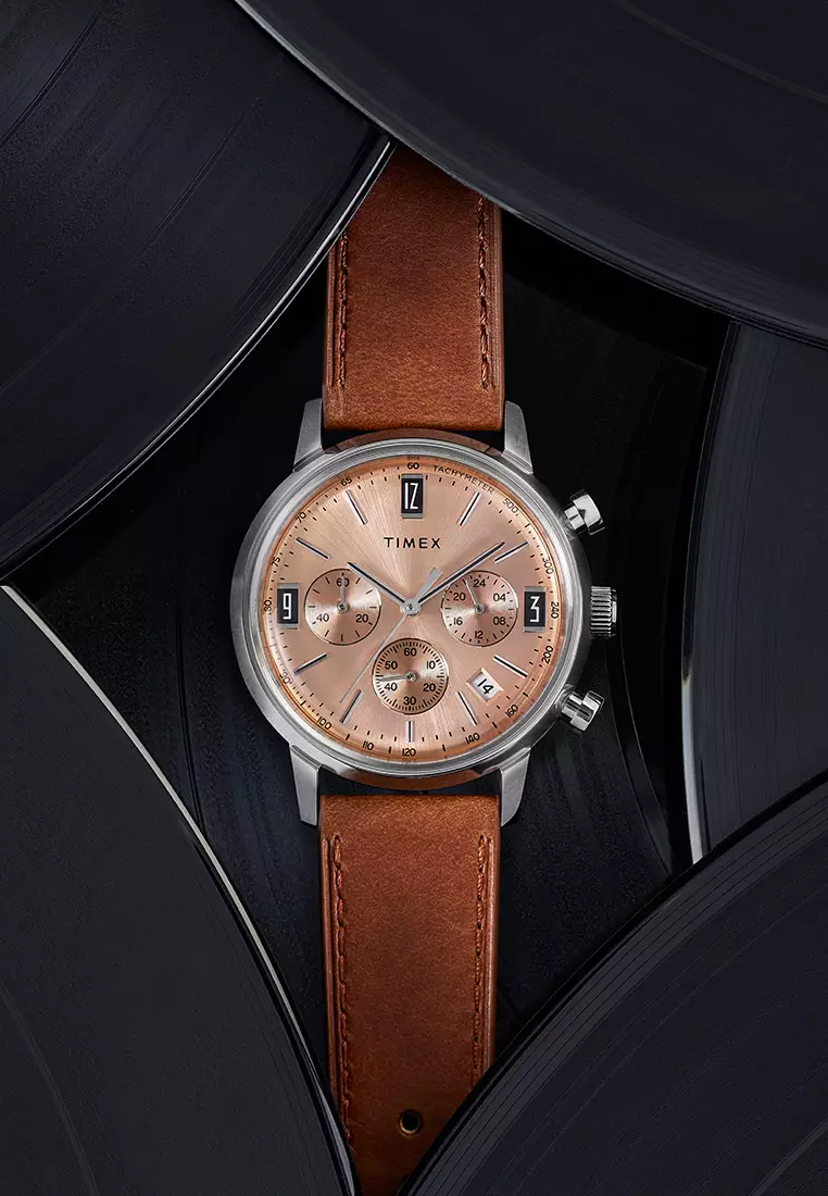 Timex Marlin Brown Leather Analog Quartz Watch For Men TW2W51400UJ