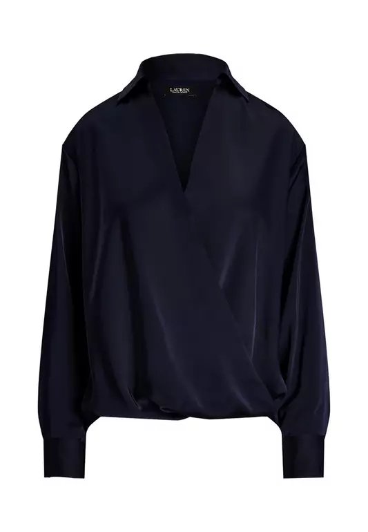 Lauren Ralph Lauren Satin Charmeuse Surplice Blouse