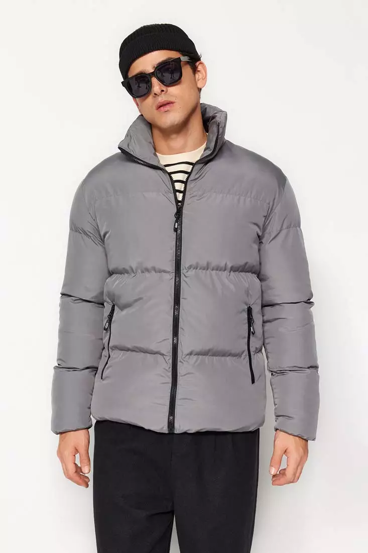 Mens grey puffer on sale coat