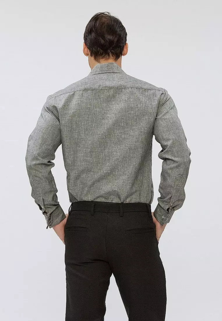 Houseofcuff Kemeja formal Kerja Slim Fit French Cuff Abu Tua