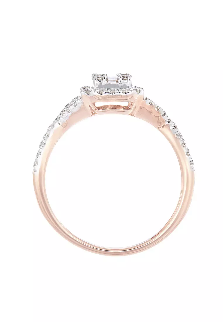 HABIB FIRE ON ICE | Baguette and Round Diamond Ring in 375/9K Rose Gold 24946