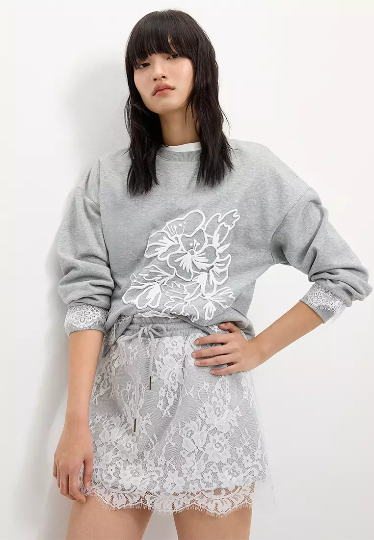 Lace Floral Sweatshirt