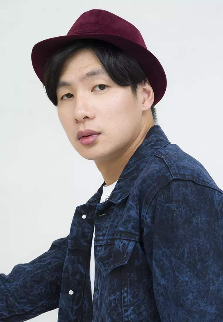 Topi fedora cowboy hat fedora corduroy marun houseofcuff