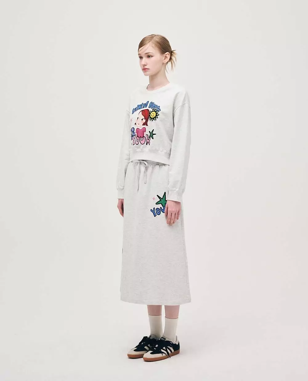 Flower Sweatshirt Skirt Set F Ria