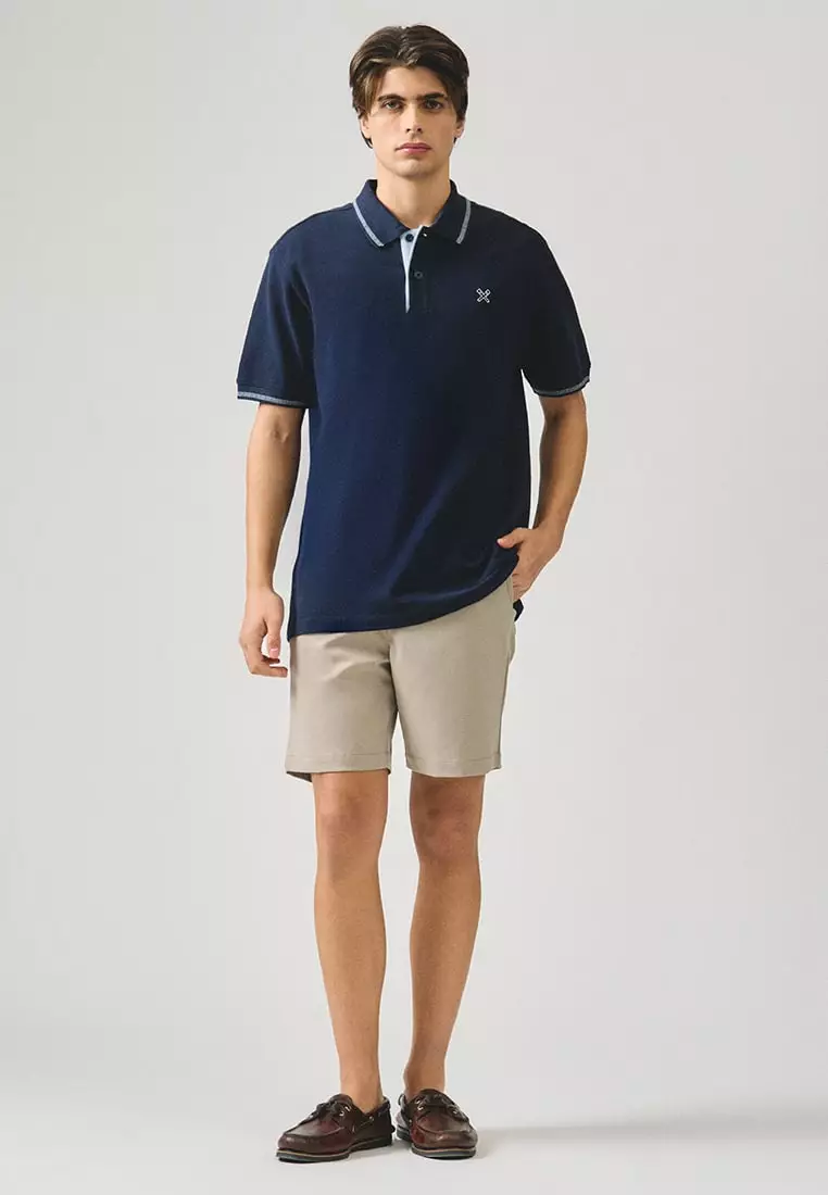 Regular Fit Polo Shirt With Contrast Chest Embroidery In Pique