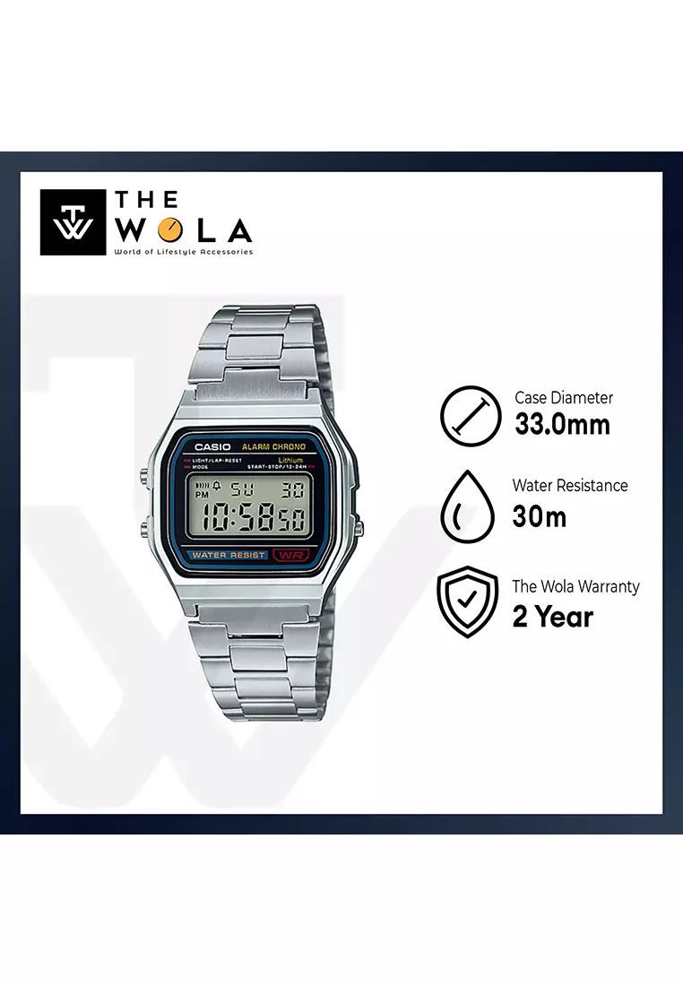 Men's Vintage A158WA-1 Stainless Steel Band Digital Watch