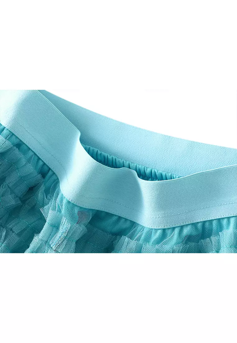 Spring/Summer Pleated Mesh Tiered Skirt AF2210