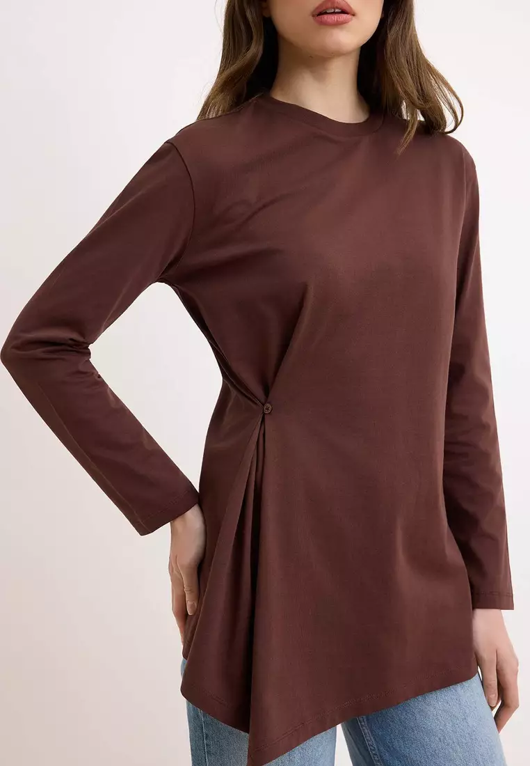Brown Regular Single Jersey Plain Knitted Tctss26Uk00007