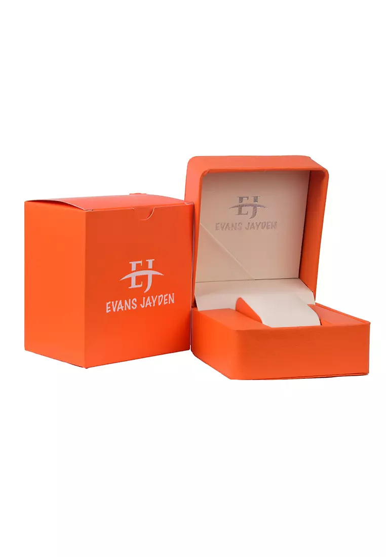 Evans Jayden Jam Tangan Chronograph Pria - Rosegold Black Rubber Strap - EJ-9560