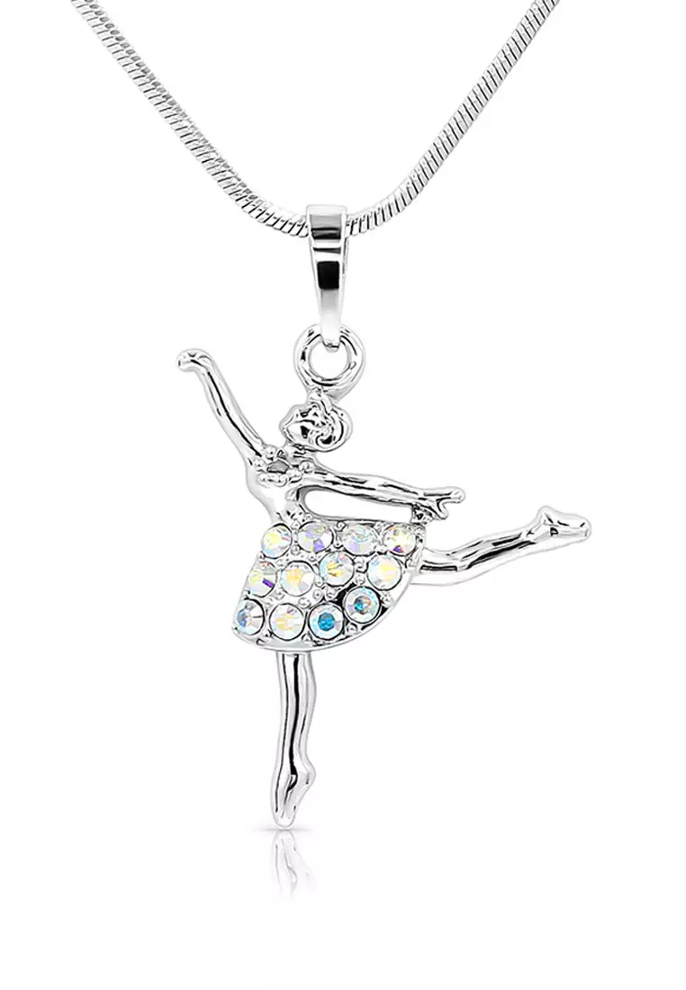 Ballerina Dancer First Arabesque Ballet Austrian Crystal Pendant Necklace-Gift for Girls