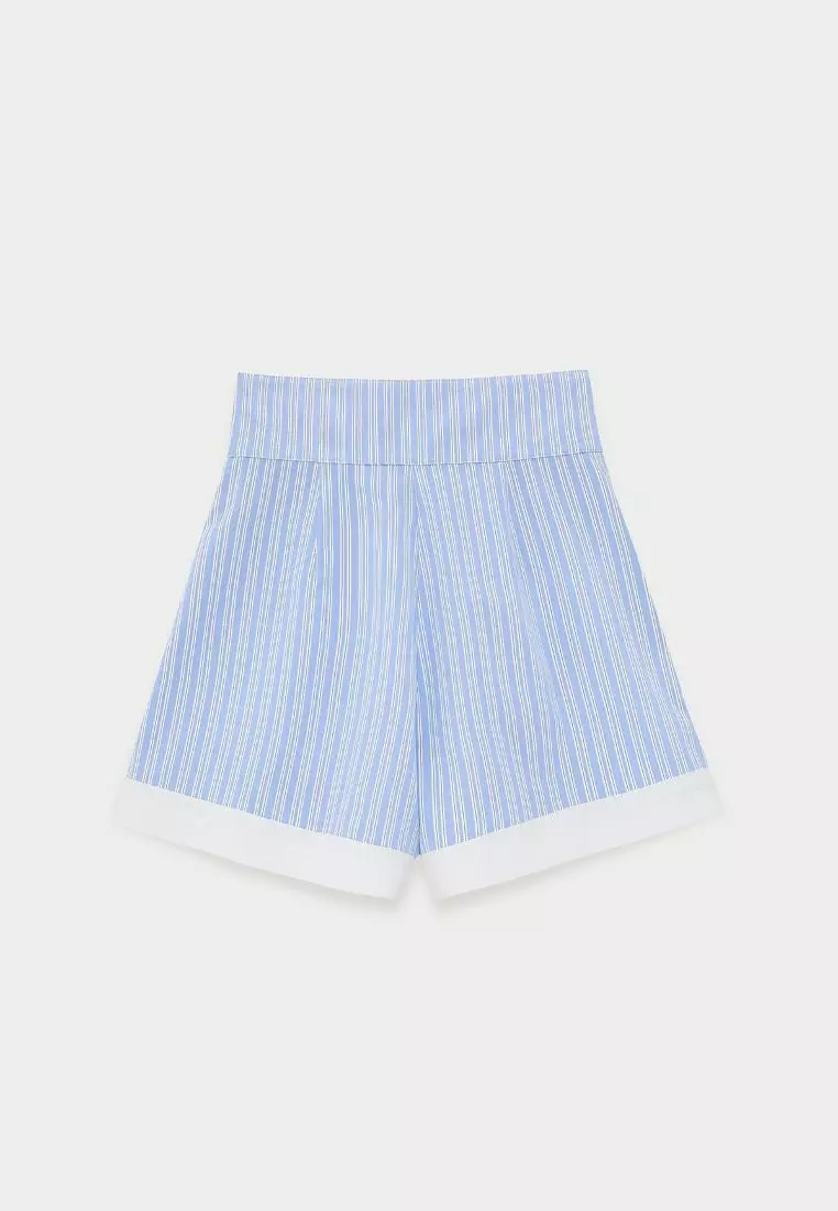 Pleated Striped Shorts